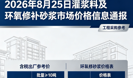 罗定2026年8月25日灌浆料及环氧修补砂浆市场价格信息通报